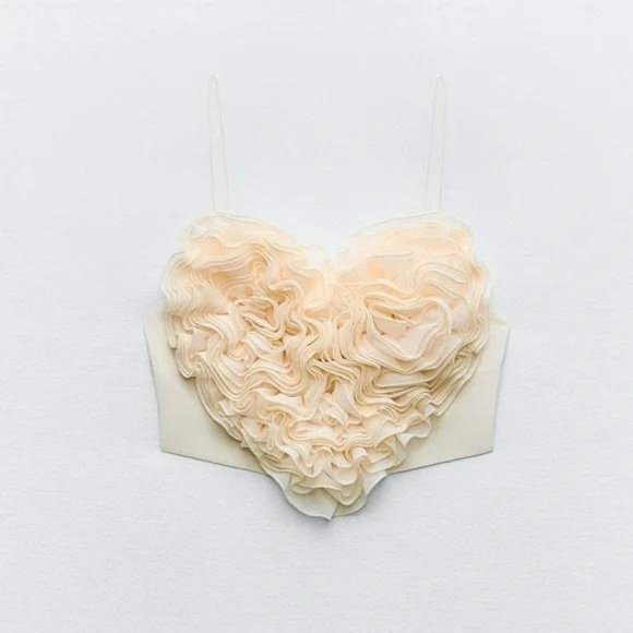 Zara Tops - ZARA ORGANZA VOLUMINOUS HEART CROP TOP